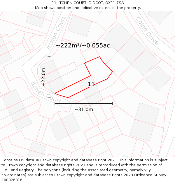 11, ITCHEN COURT, DIDCOT, OX11 7SA: Plot and title map