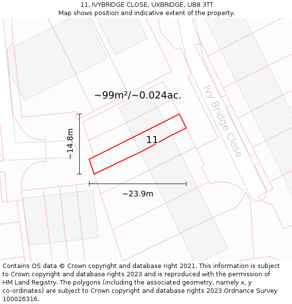 11, IVYBRIDGE CLOSE, UXBRIDGE, UB8 3TT: Plot and title map