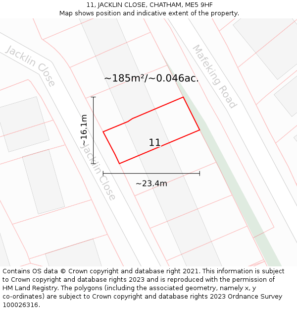 11, JACKLIN CLOSE, CHATHAM, ME5 9HF: Plot and title map