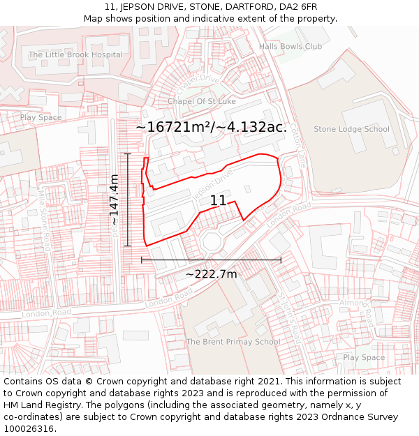 11, JEPSON DRIVE, STONE, DARTFORD, DA2 6FR: Plot and title map