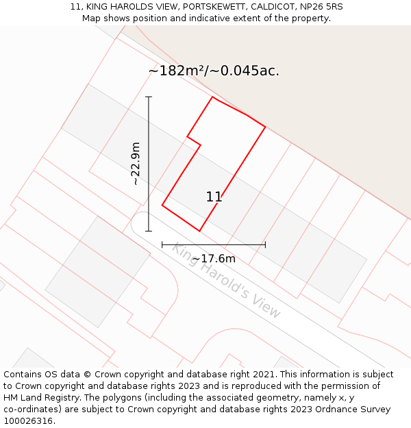 11, KING HAROLDS VIEW, PORTSKEWETT, CALDICOT, NP26 5RS: Plot and title map