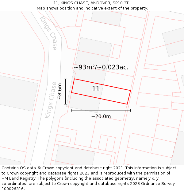 11, KINGS CHASE, ANDOVER, SP10 3TH: Plot and title map