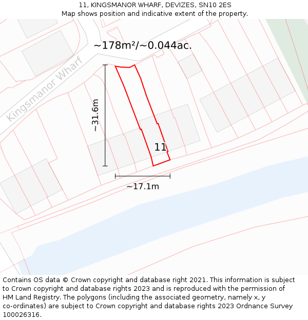 11, KINGSMANOR WHARF, DEVIZES, SN10 2ES: Plot and title map