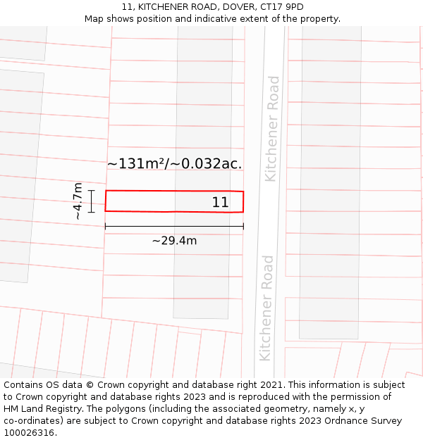11, KITCHENER ROAD, DOVER, CT17 9PD: Plot and title map