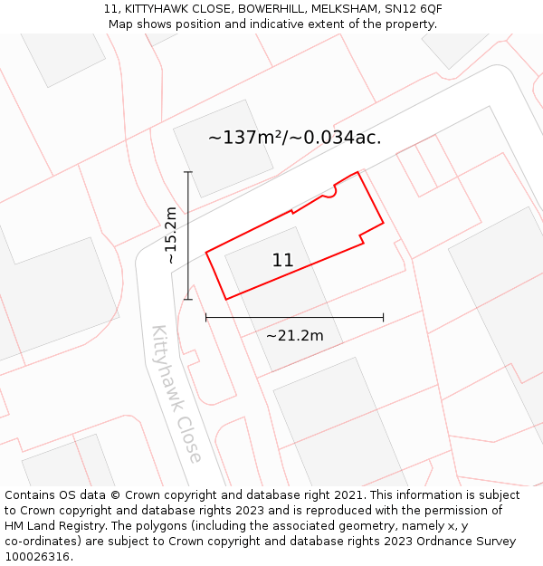 11, KITTYHAWK CLOSE, BOWERHILL, MELKSHAM, SN12 6QF: Plot and title map