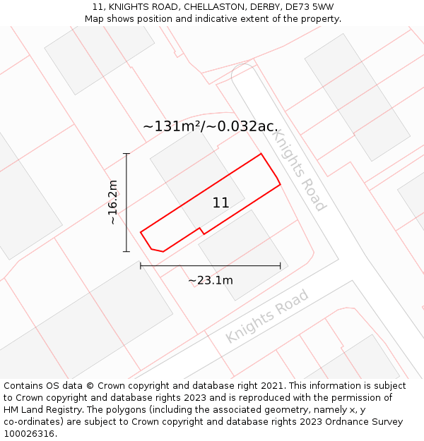 11, KNIGHTS ROAD, CHELLASTON, DERBY, DE73 5WW: Plot and title map