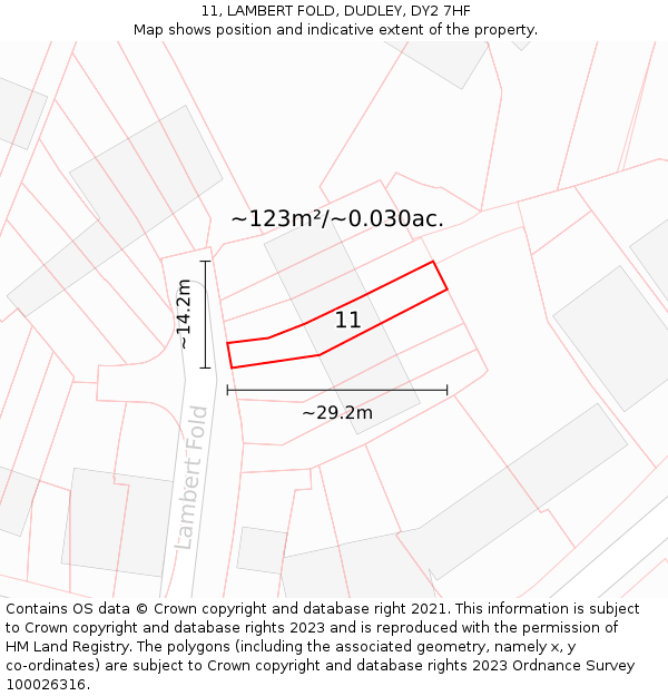 11, LAMBERT FOLD, DUDLEY, DY2 7HF: Plot and title map