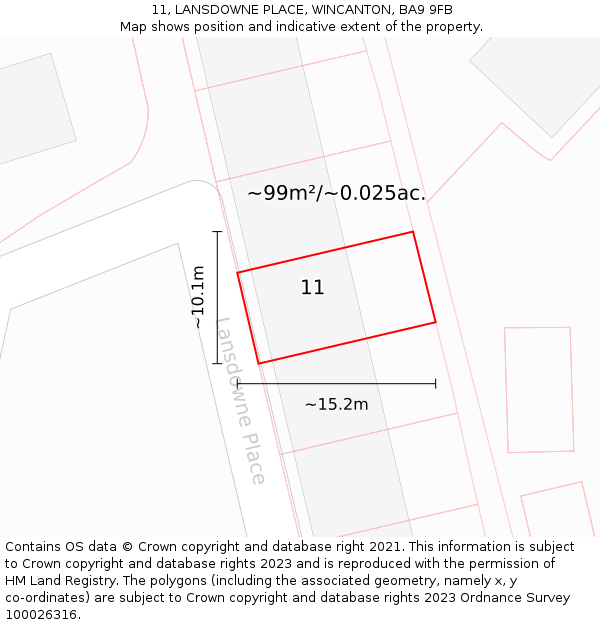 11, LANSDOWNE PLACE, WINCANTON, BA9 9FB: Plot and title map