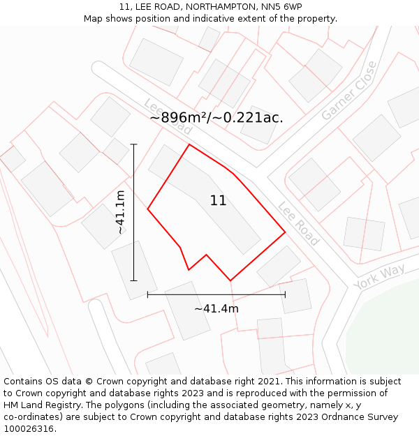 11, LEE ROAD, NORTHAMPTON, NN5 6WP: Plot and title map