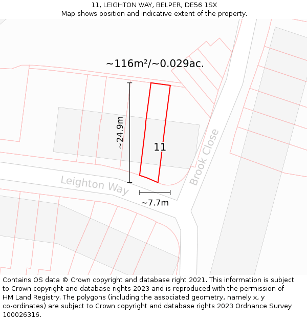 11, LEIGHTON WAY, BELPER, DE56 1SX: Plot and title map