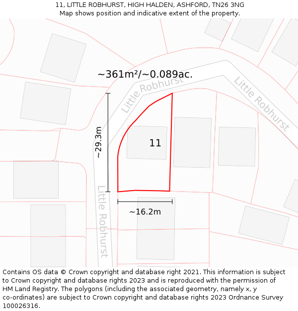 11, LITTLE ROBHURST, HIGH HALDEN, ASHFORD, TN26 3NG: Plot and title map