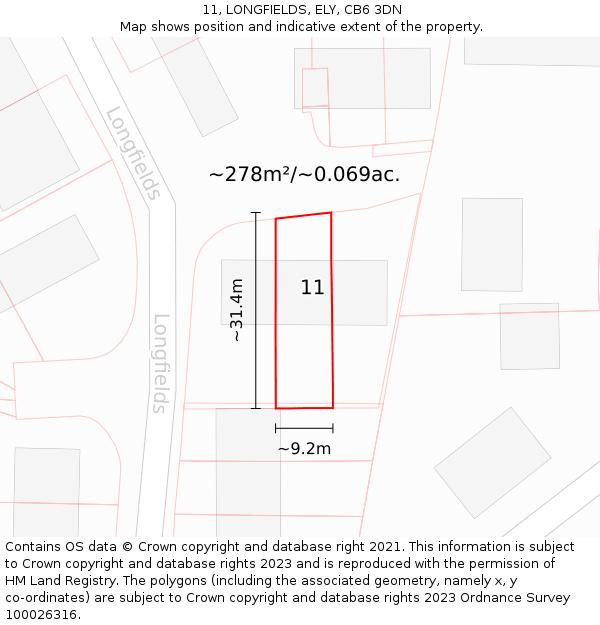 11, LONGFIELDS, ELY, CB6 3DN: Plot and title map