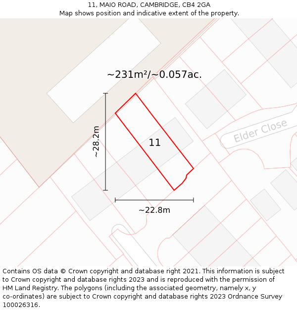 11, MAIO ROAD, CAMBRIDGE, CB4 2GA: Plot and title map