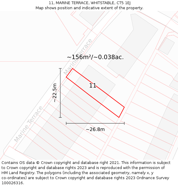 11, MARINE TERRACE, WHITSTABLE, CT5 1EJ: Plot and title map