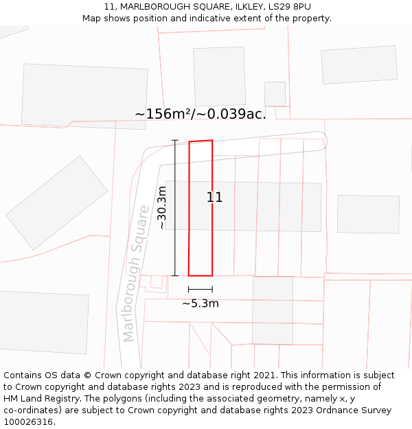 11, MARLBOROUGH SQUARE, ILKLEY, LS29 8PU: Plot and title map