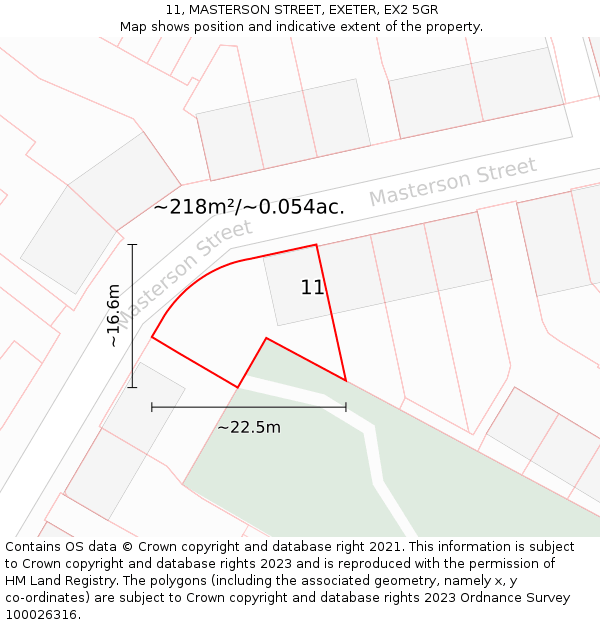 11, MASTERSON STREET, EXETER, EX2 5GR: Plot and title map