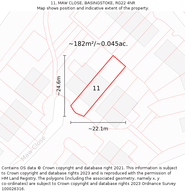 11, MAW CLOSE, BASINGSTOKE, RG22 4NR: Plot and title map