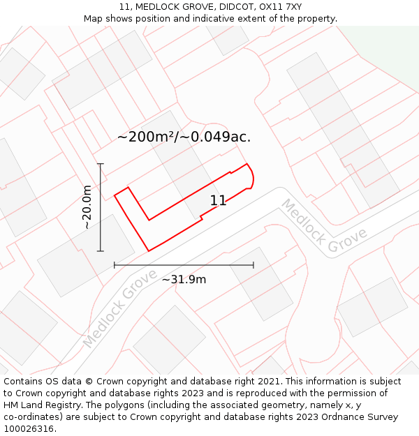 11, MEDLOCK GROVE, DIDCOT, OX11 7XY: Plot and title map