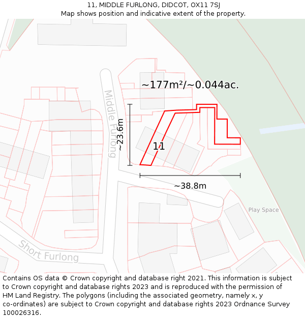11, MIDDLE FURLONG, DIDCOT, OX11 7SJ: Plot and title map