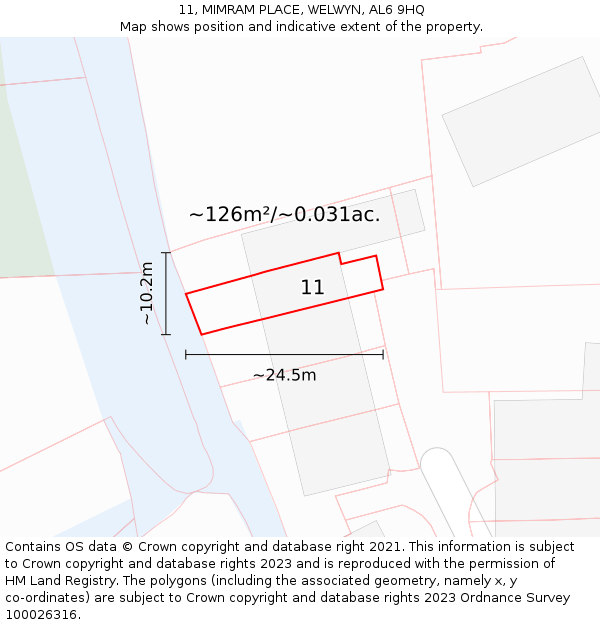 11, MIMRAM PLACE, WELWYN, AL6 9HQ: Plot and title map