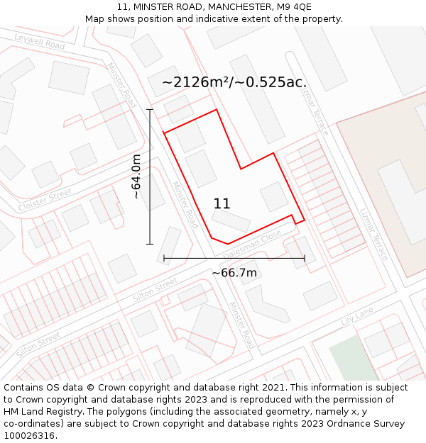 11, MINSTER ROAD, MANCHESTER, M9 4QE: Plot and title map