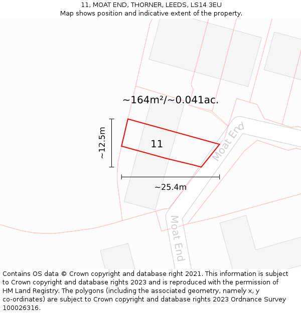 11, MOAT END, THORNER, LEEDS, LS14 3EU: Plot and title map