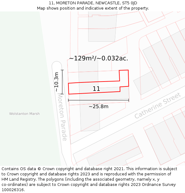 11, MORETON PARADE, NEWCASTLE, ST5 0JD: Plot and title map