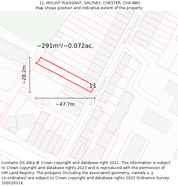 11, MOUNT PLEASANT, SALTNEY, CHESTER, CH4 8BN: Plot and title map