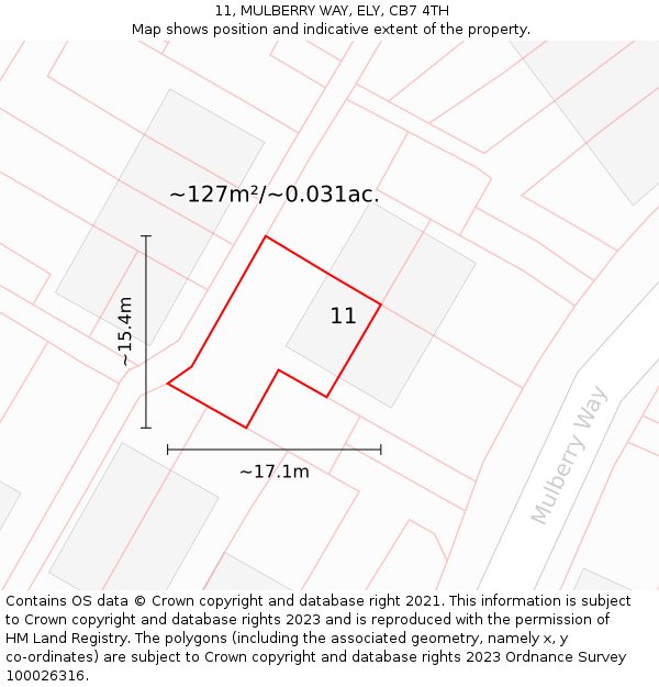11, MULBERRY WAY, ELY, CB7 4TH: Plot and title map