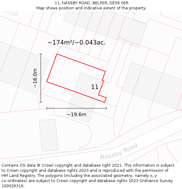 11, NASEBY ROAD, BELPER, DE56 0ER: Plot and title map