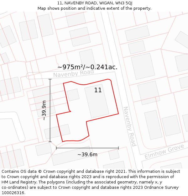 11, NAVENBY ROAD, WIGAN, WN3 5QJ: Plot and title map