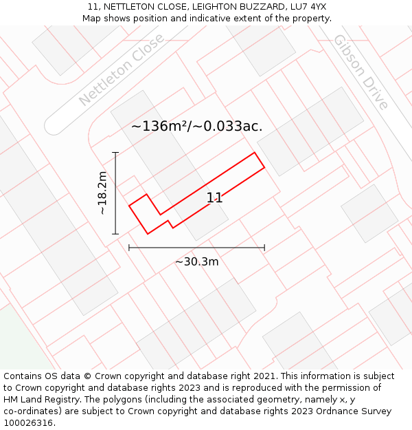 11, NETTLETON CLOSE, LEIGHTON BUZZARD, LU7 4YX: Plot and title map
