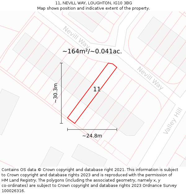 11, NEVILL WAY, LOUGHTON, IG10 3BG: Plot and title map