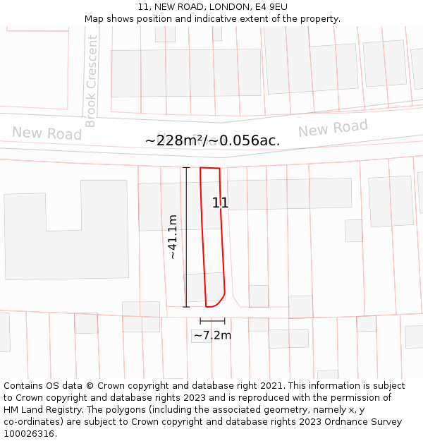 11, NEW ROAD, LONDON, E4 9EU: Plot and title map