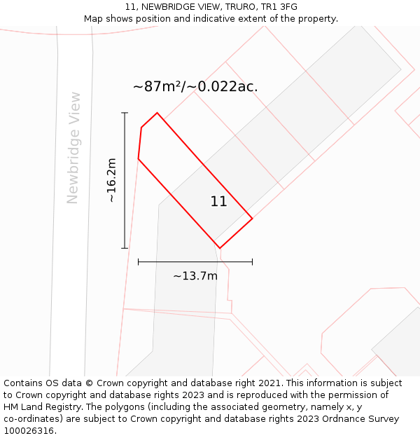 11, NEWBRIDGE VIEW, TRURO, TR1 3FG: Plot and title map