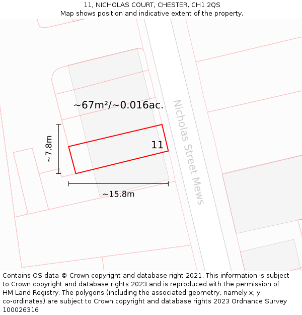 11, NICHOLAS COURT, CHESTER, CH1 2QS: Plot and title map