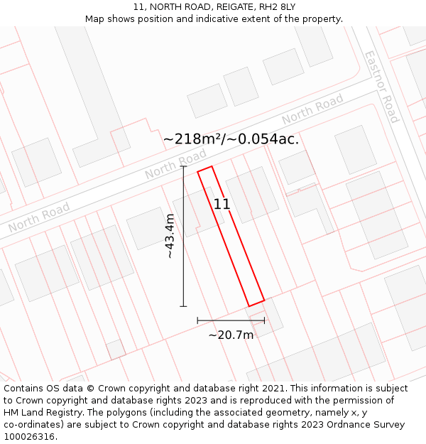 11, NORTH ROAD, REIGATE, RH2 8LY: Plot and title map