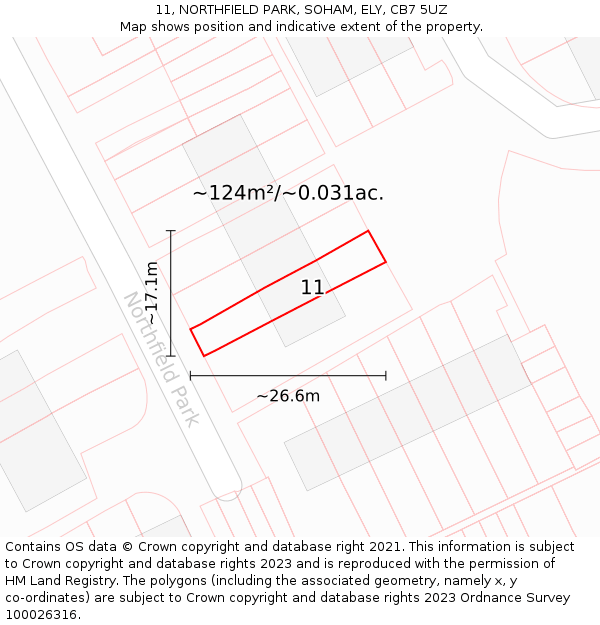 11, NORTHFIELD PARK, SOHAM, ELY, CB7 5UZ: Plot and title map