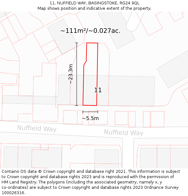 11, NUFFIELD WAY, BASINGSTOKE, RG24 9QL: Plot and title map