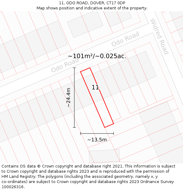 11, ODO ROAD, DOVER, CT17 0DP: Plot and title map