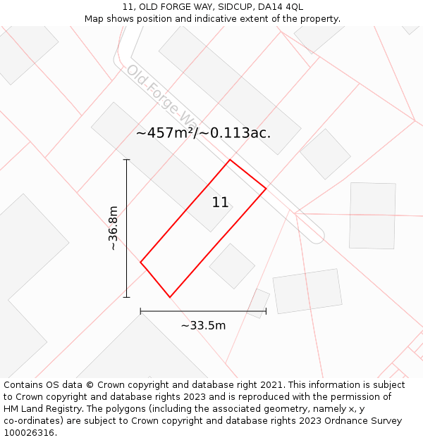 11, OLD FORGE WAY, SIDCUP, DA14 4QL: Plot and title map