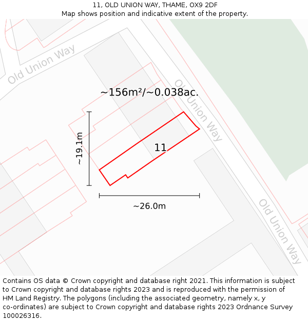 11, OLD UNION WAY, THAME, OX9 2DF: Plot and title map
