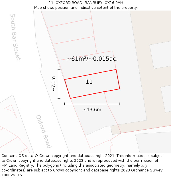 11, OXFORD ROAD, BANBURY, OX16 9AH: Plot and title map
