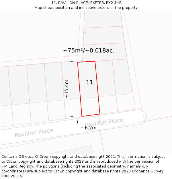 11, PAVILION PLACE, EXETER, EX2 4HR: Plot and title map