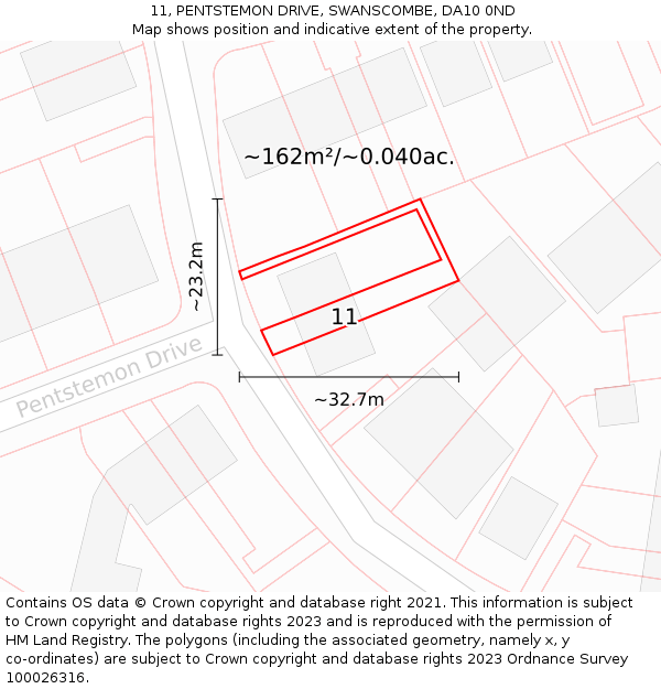 11, PENTSTEMON DRIVE, SWANSCOMBE, DA10 0ND: Plot and title map