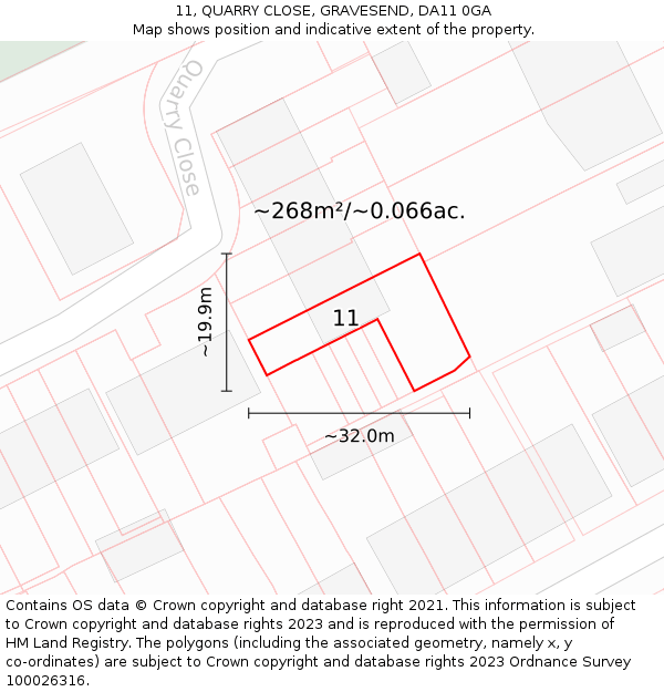 11, QUARRY CLOSE, GRAVESEND, DA11 0GA: Plot and title map