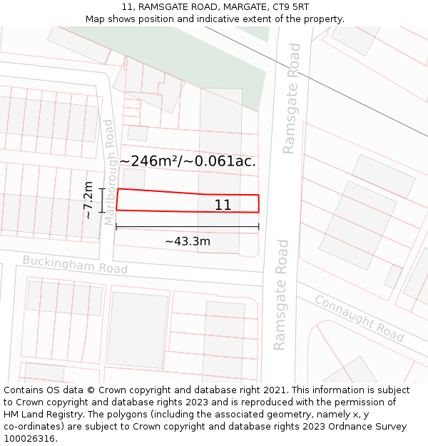 11, RAMSGATE ROAD, MARGATE, CT9 5RT: Plot and title map