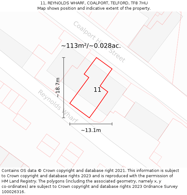 11, REYNOLDS WHARF, COALPORT, TELFORD, TF8 7HU: Plot and title map
