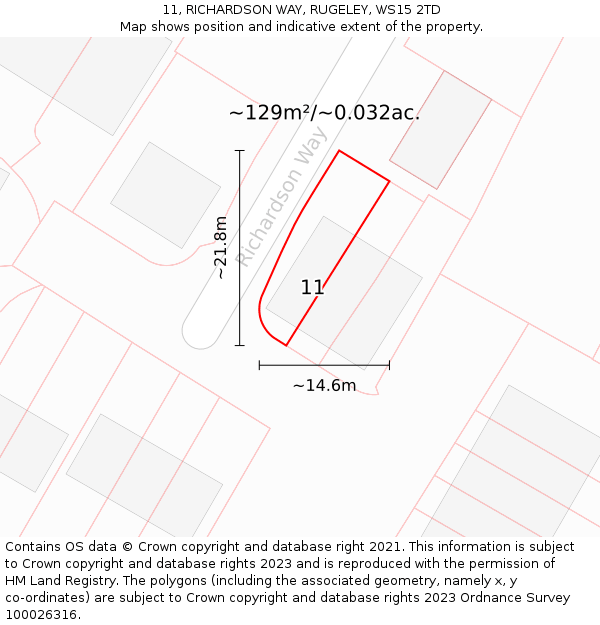 11, RICHARDSON WAY, RUGELEY, WS15 2TD: Plot and title map