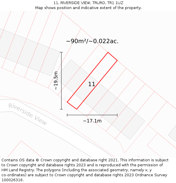 11, RIVERSIDE VIEW, TRURO, TR1 1UZ: Plot and title map